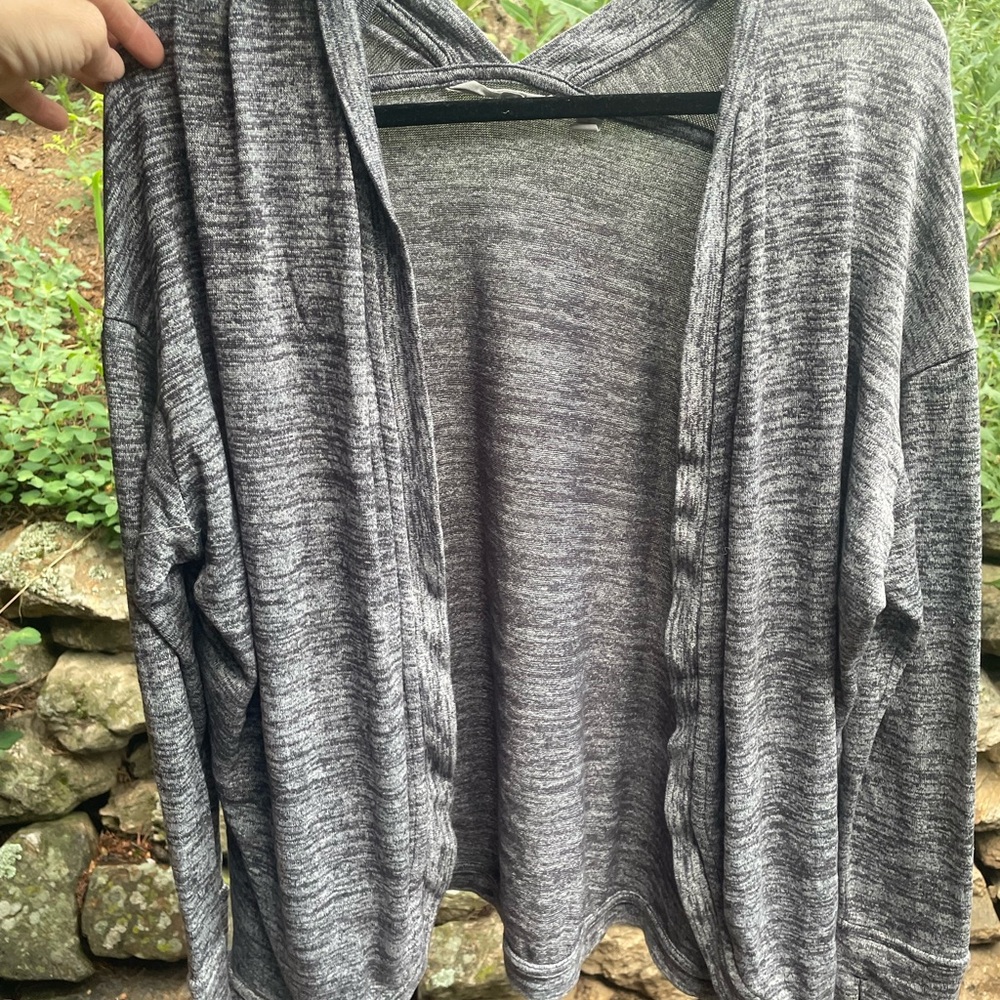 Athleta Gray Cardigan Sweater Lightweight Knit
